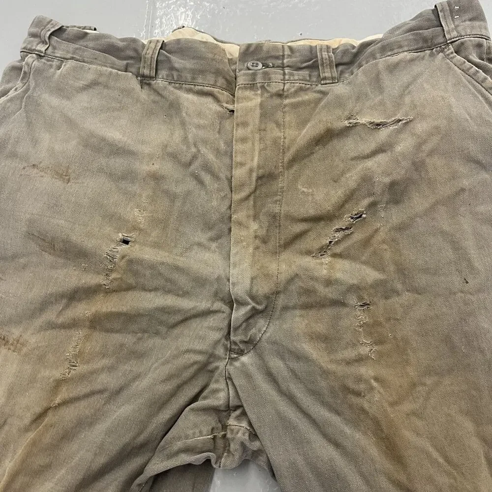 Vintage 50s Grey Sanforized Sail Cloth Workwear Chinos 36x32